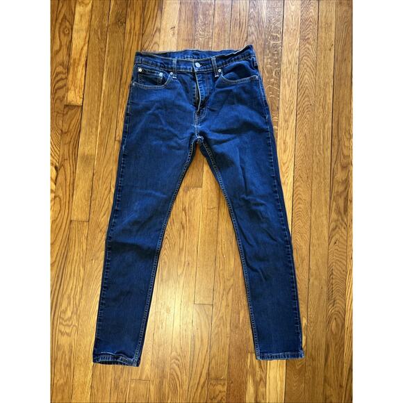 Levis 512 Slim Tapered Fit Jeans Mens 33x32 (actual 32x28) Blue Denim Mid Rise - Picture 1 of 7